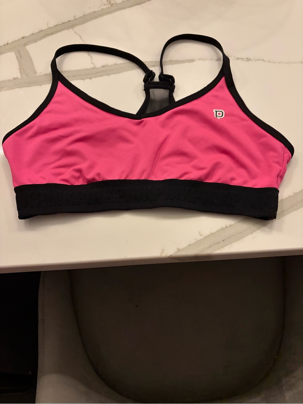 PINK Victoria's Secret Hot Pink Sports Bra with Black Trim